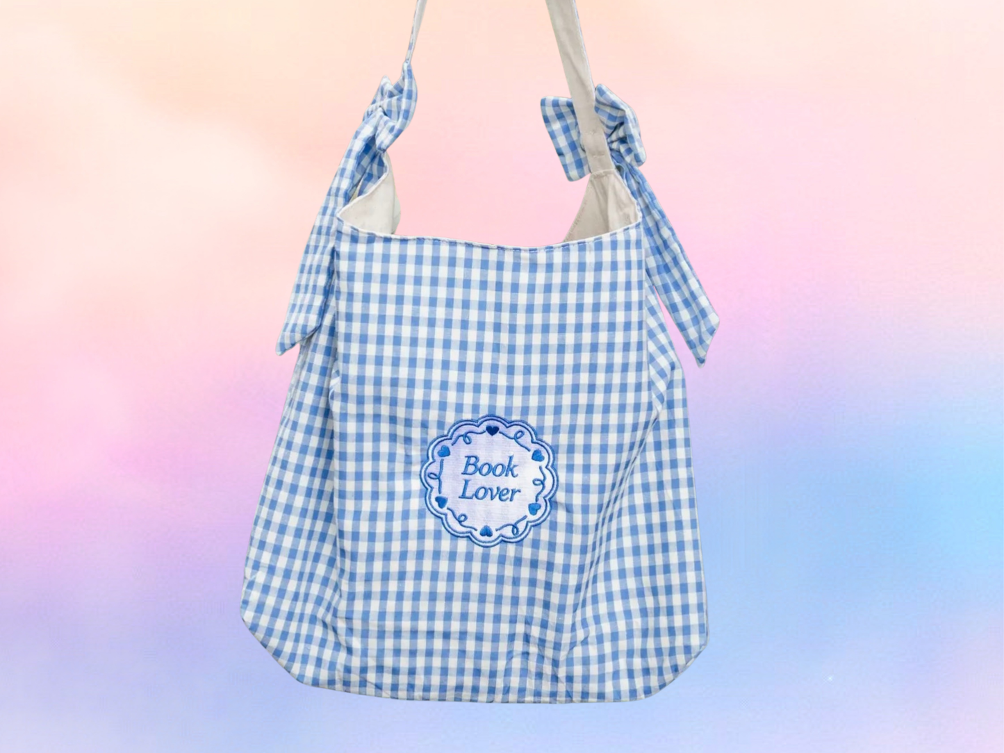 Book Lover Bow Canvas Tote 👜