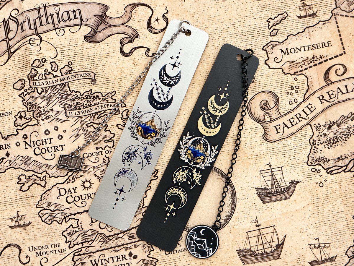 Celestial Moon Phase Metal Bookmark Set (2) 🌙
