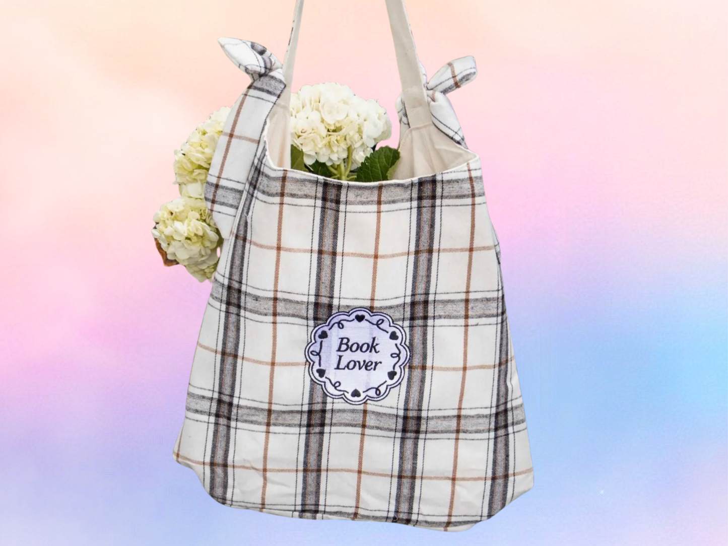 Book Lover Bow Canvas Tote 👜