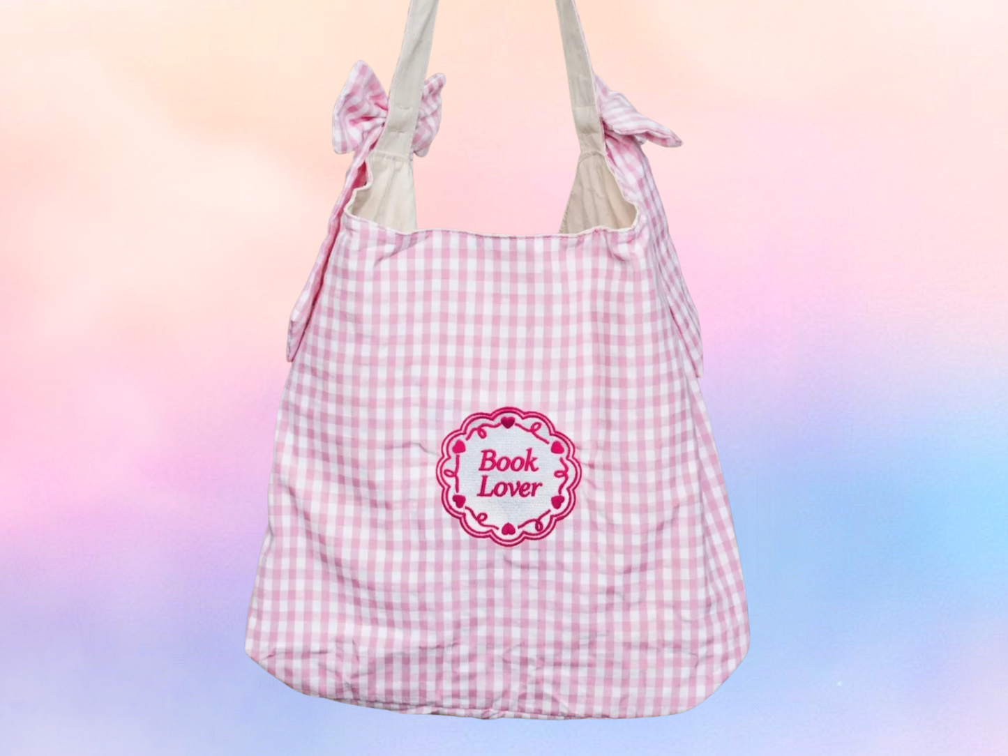 Book Lover Bow Canvas Tote 👜