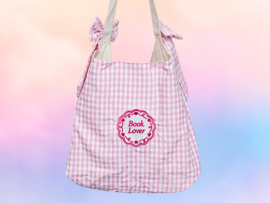 Book Lover Bow Canvas Tote 👜