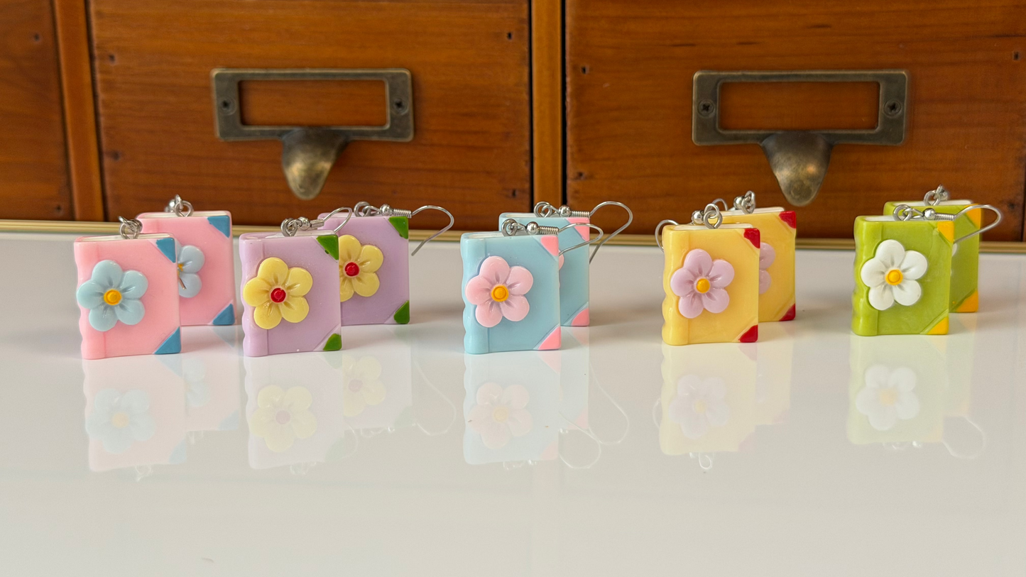 Resin Bookish Floral Earrings