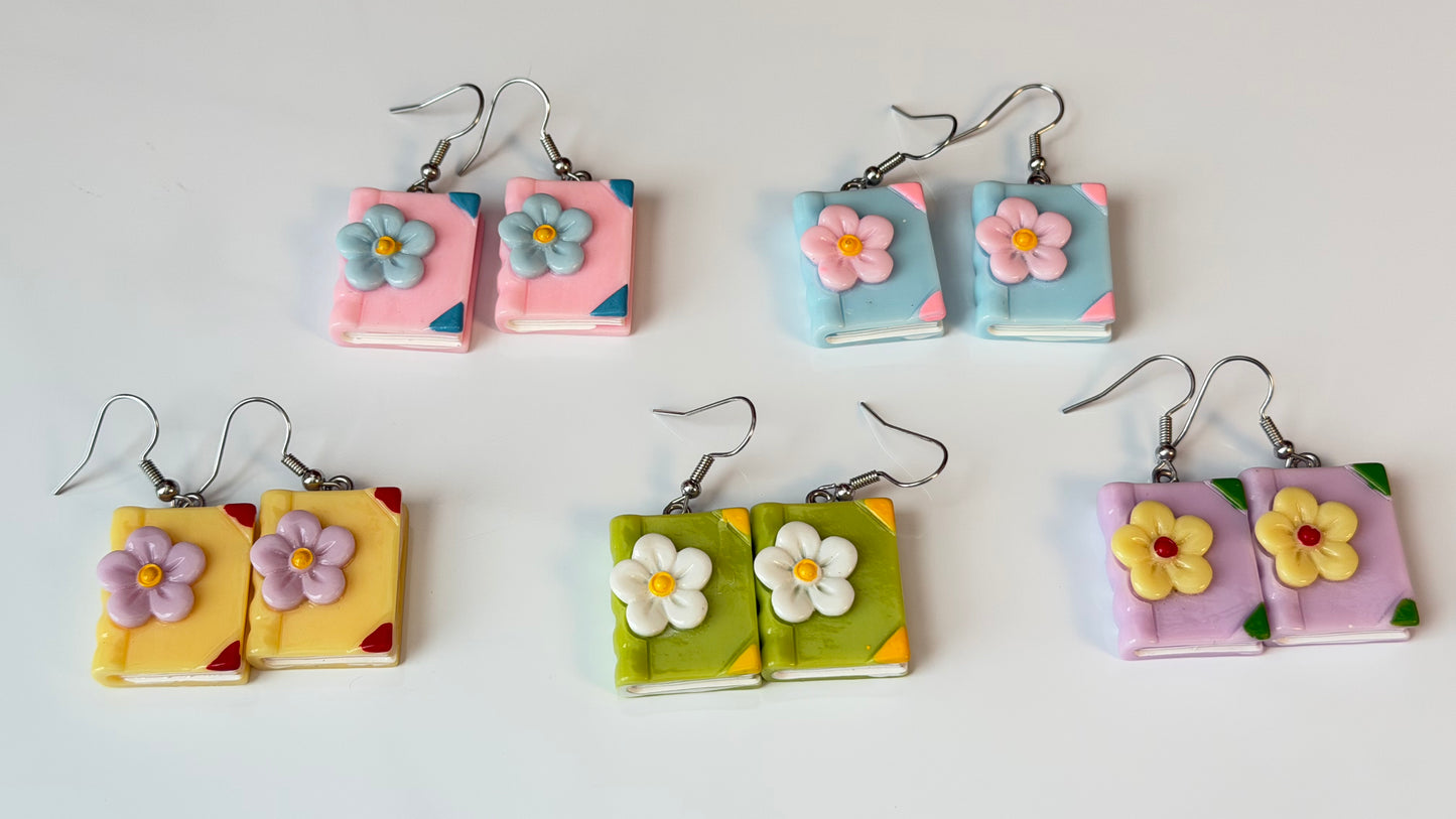 Resin Bookish Floral Earrings
