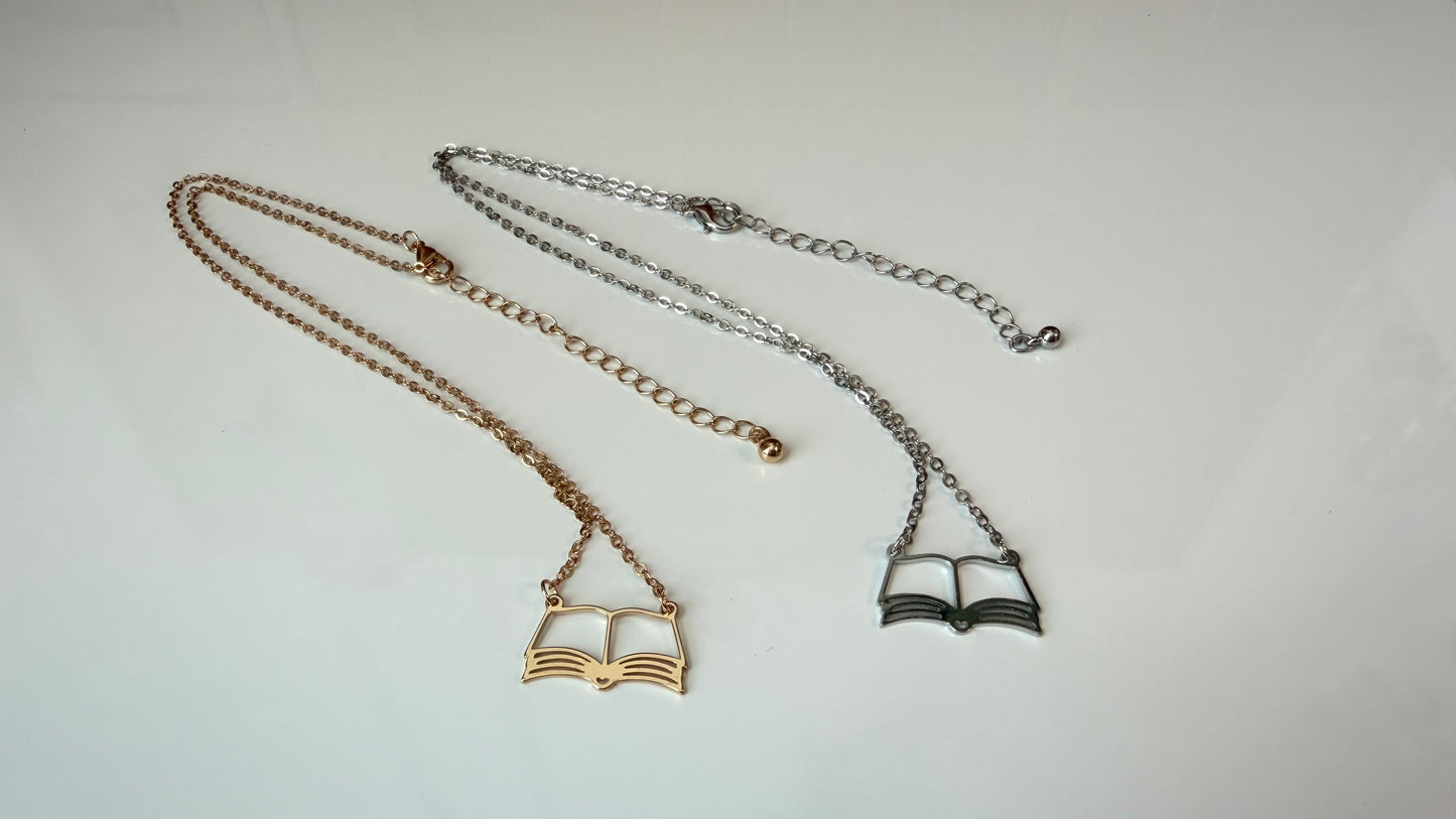 Open Book Pendant Necklace