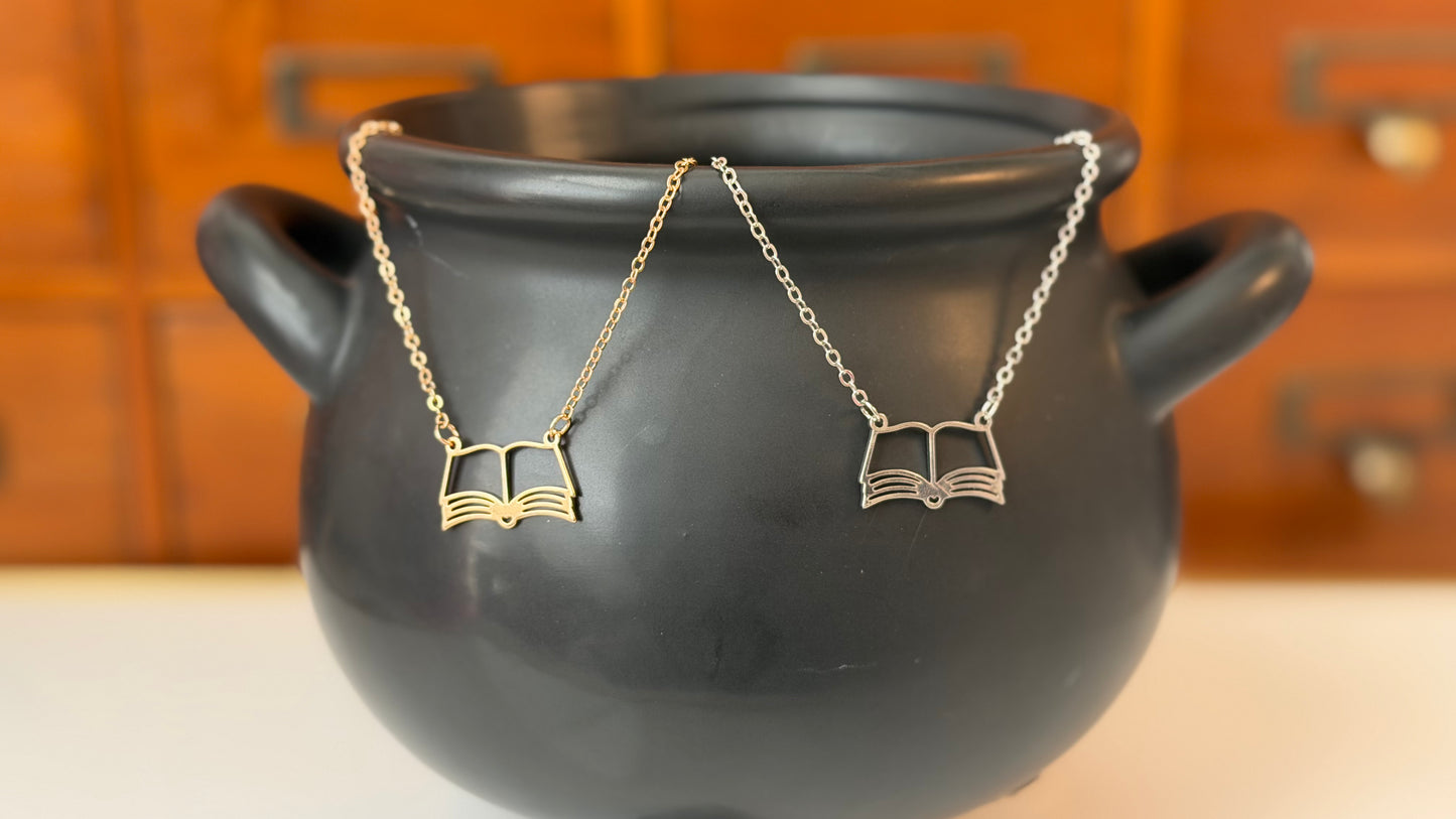 Open Book Pendant Necklace